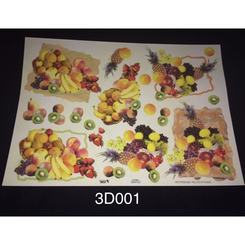3D Embossed / Gilded Decoupage sheet - Fruit