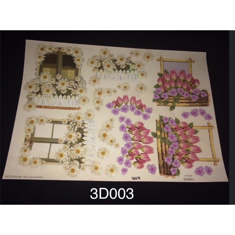 3D Embossed / Gilded Decoupage sheet - Tulips and Daisies