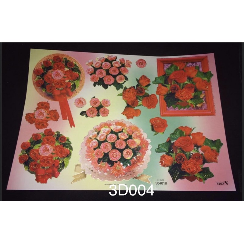3D Embossed / Gilded Decoupage sheet - Roses