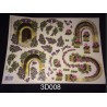 3D Embossed / Gilded Decoupage sheet - Flowers & Arches