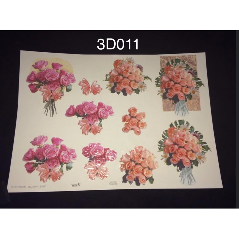 3D Embossed / Gilded Decoupage sheet -  Peach Roses