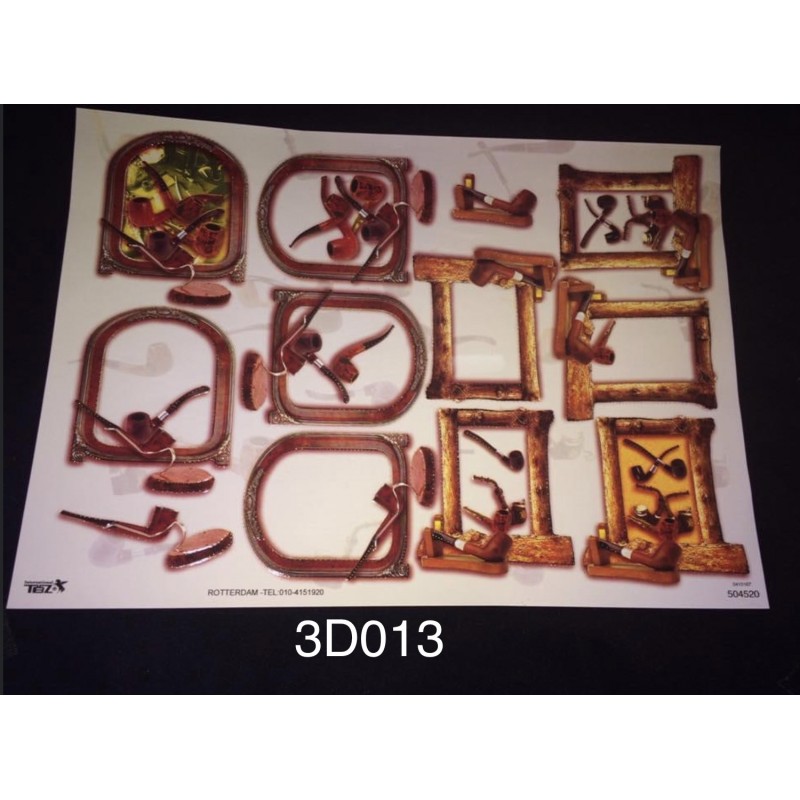 3D Embossed / Gilded Decoupage sheet - Cigar Pipes