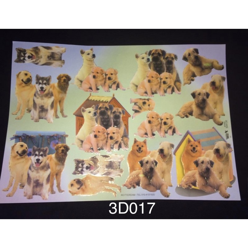 3D Embossed / Gilded Decoupage sheet - Dogs