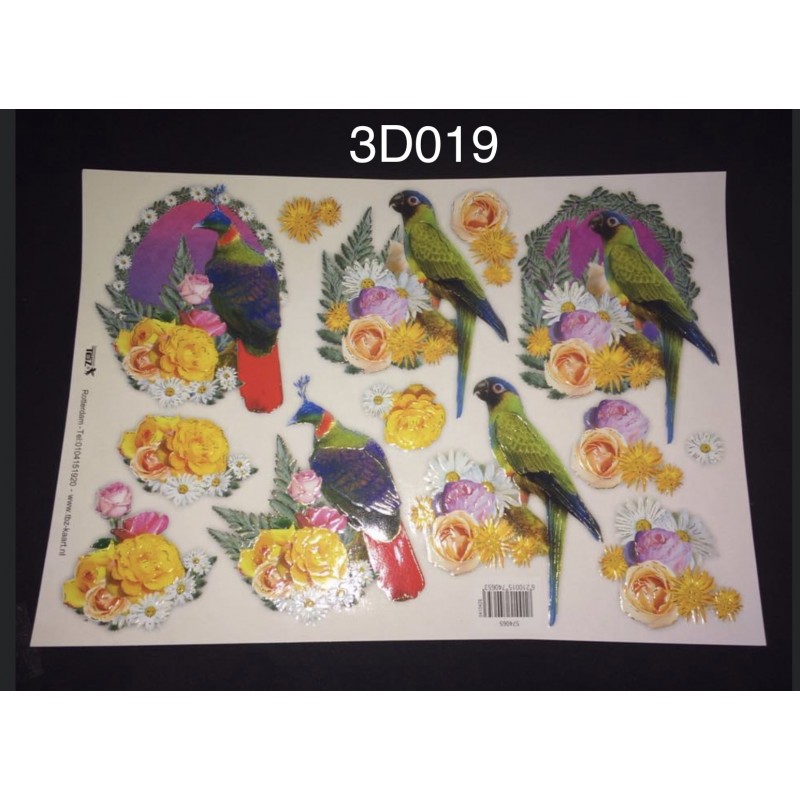 3D Embossed / Gilded Decoupage sheet - Birds