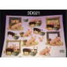 3D Embossed / Gilded Decoupage sheet - Pigs