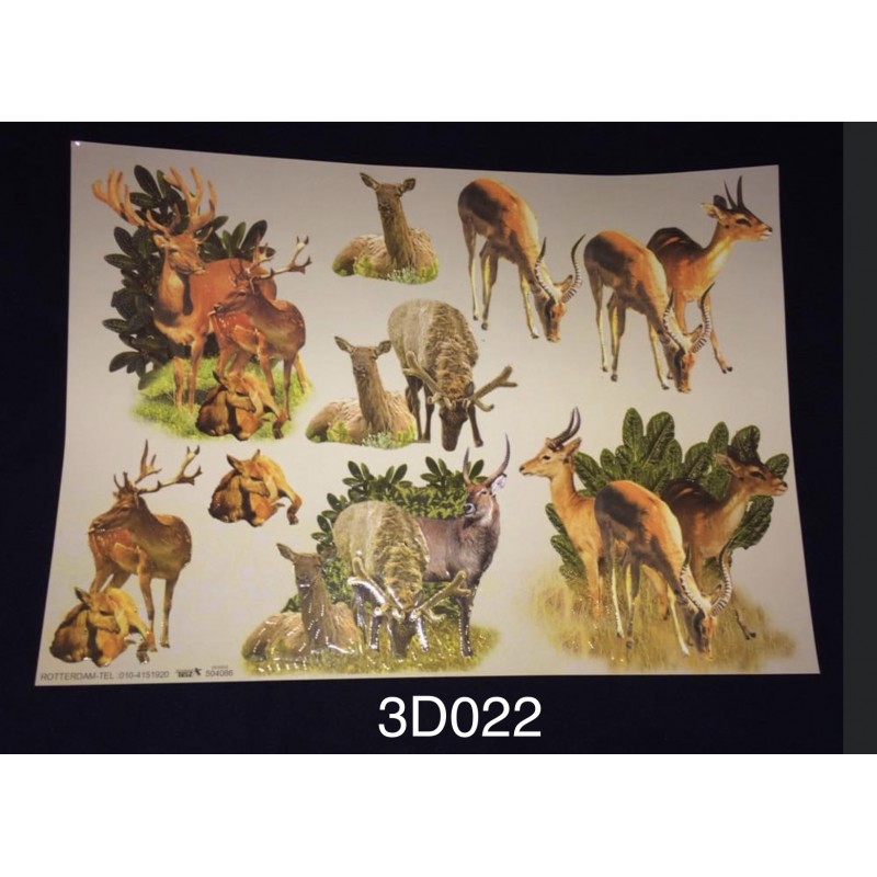 3D Embossed / Gilded Decoupage sheet - Stags & Deers