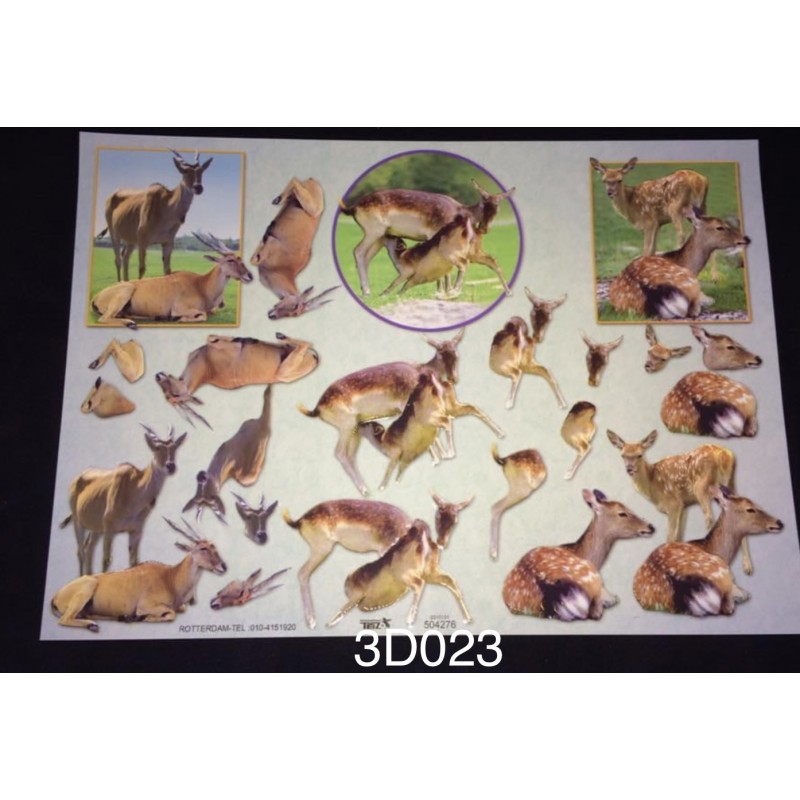 3D Embossed / Gilded Decoupage sheet - Antelopes & Deers