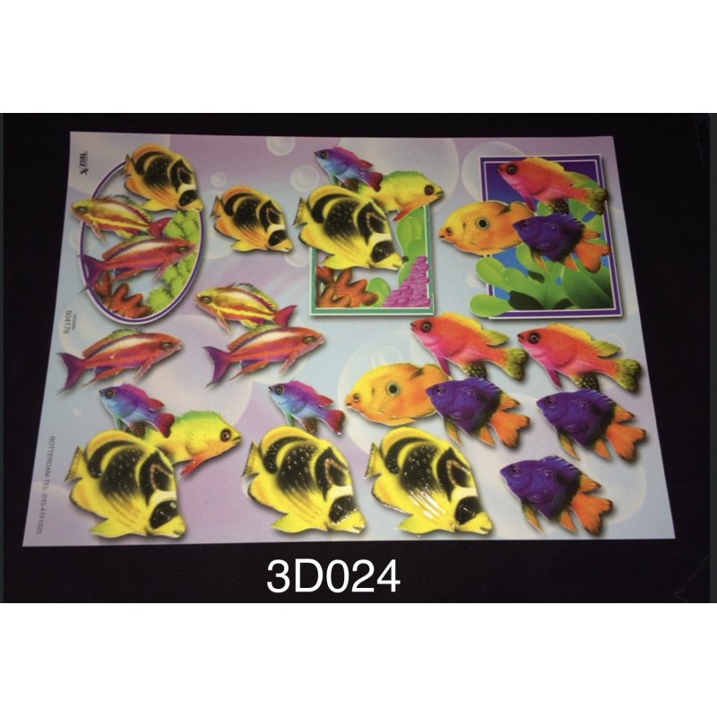 3D Embossed / Gilded Decoupage sheet - Fish