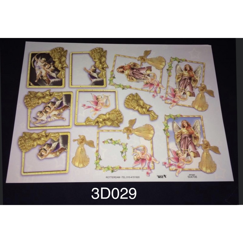 3D Embossed / Gilded Decoupage sheet - Cherubs