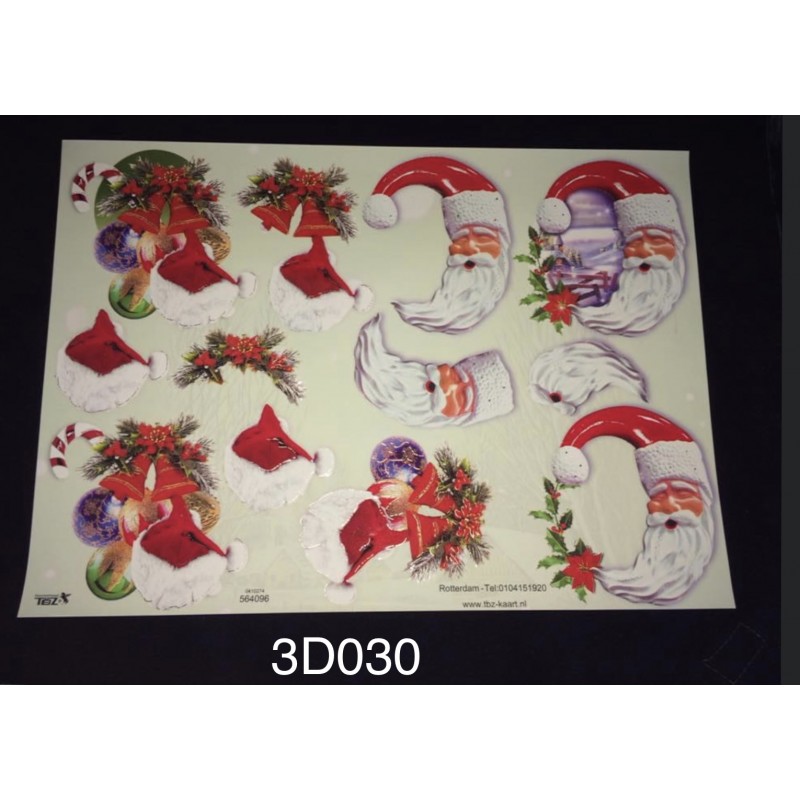 3D Embossed / Gilded Decoupage sheet - Santa Claus