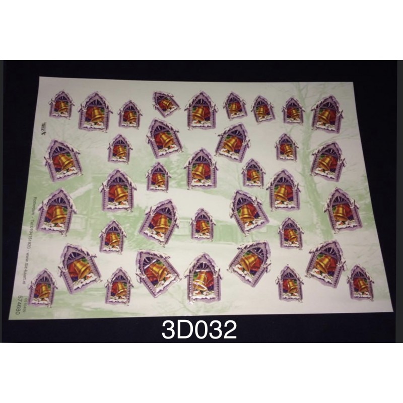 3D Embossed / Gilded Decoupage sheet - Christmas Bells