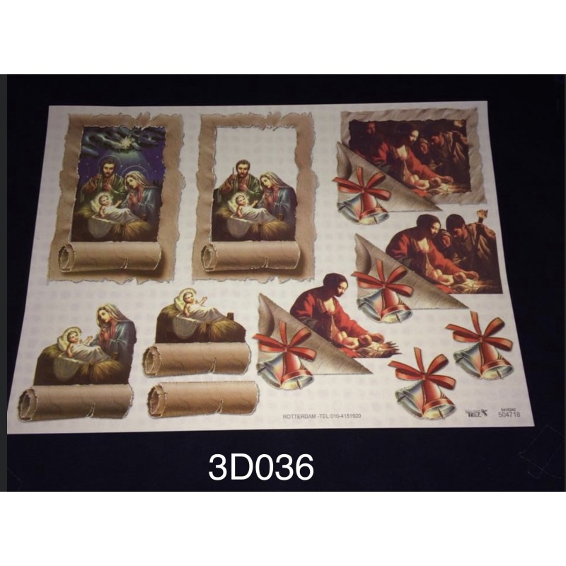 3D Embossed / Gilded Decoupage sheet - Mary & Joseph Scroll