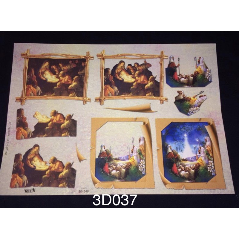 3D Embossed / Gilded Decoupage sheet - Mary Joseph & Shepherds