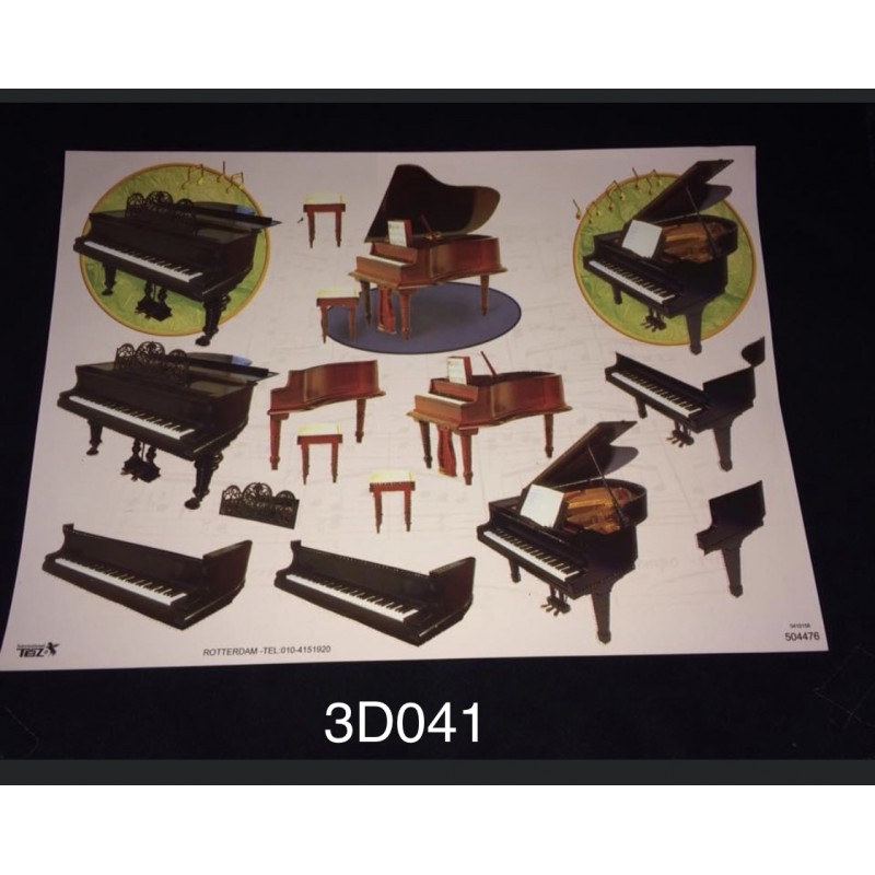 3D Embossed / Gilded Decoupage sheet - Piano