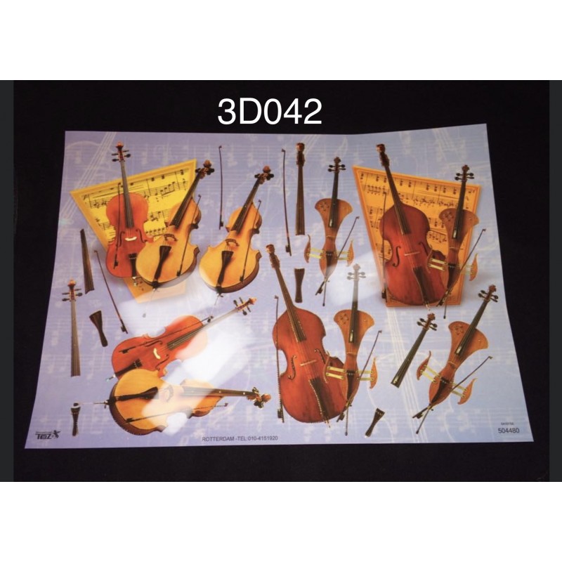 3D Embossed / Gilded Decoupage sheet - Violins