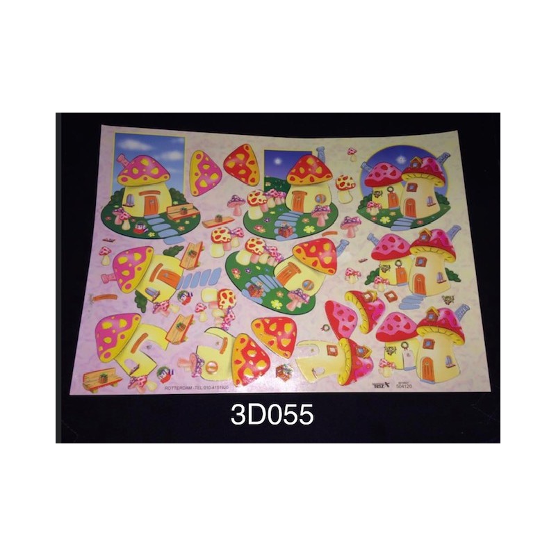 3D Embossed / Gilded Decoupage sheet - Mushrooms