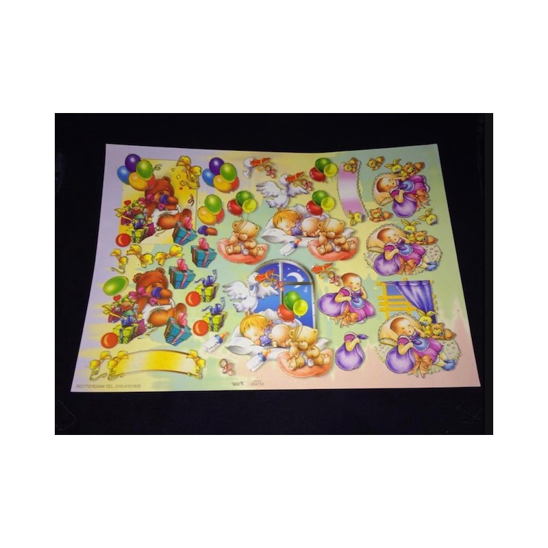 3D Embossed / Gilded Decoupage sheet - Baby Girl