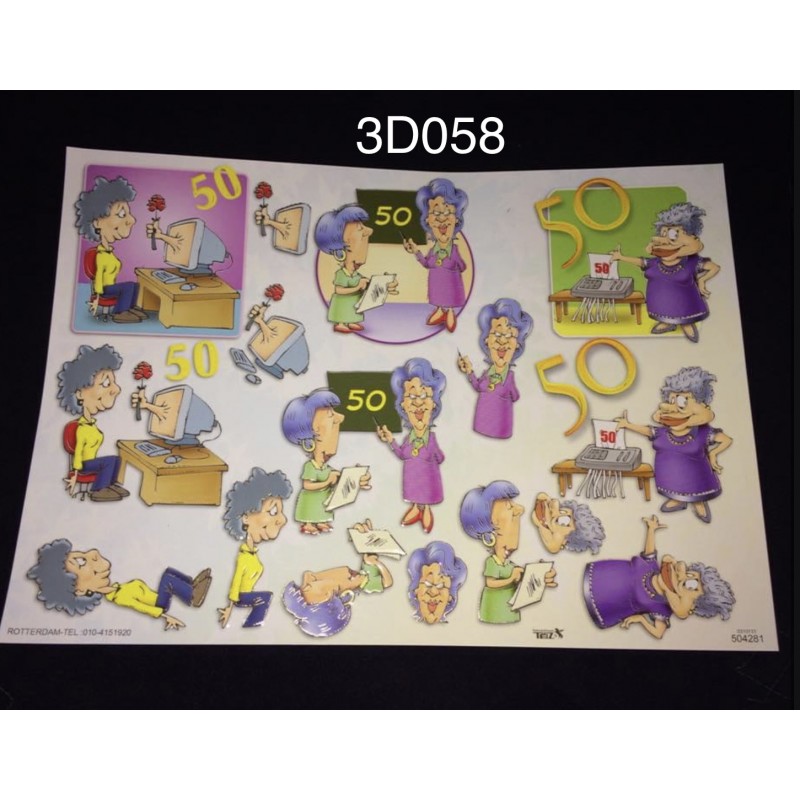 3D Embossed / Gilded Decoupage sheet - 50th Birthday