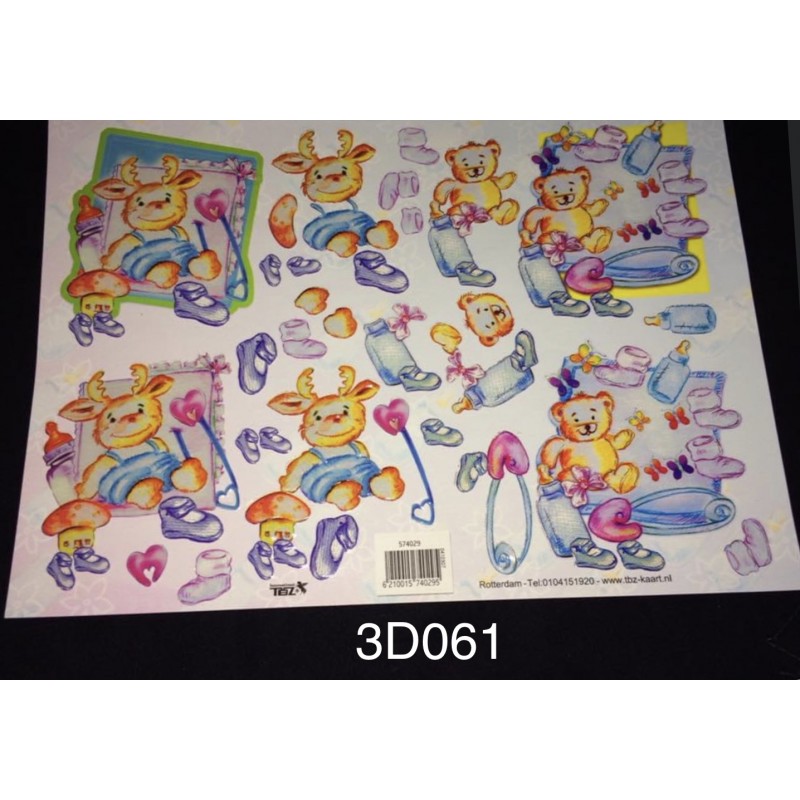 3D Embossed / Gilded Decoupage sheet - Baby