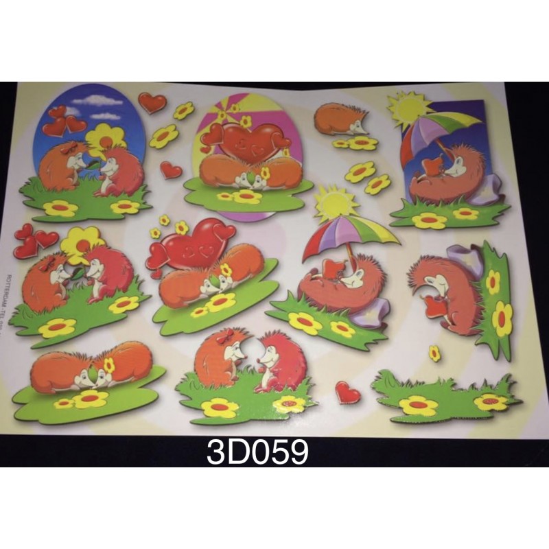 3D Embossed / Gilded Decoupage sheet - Love Hedgehog