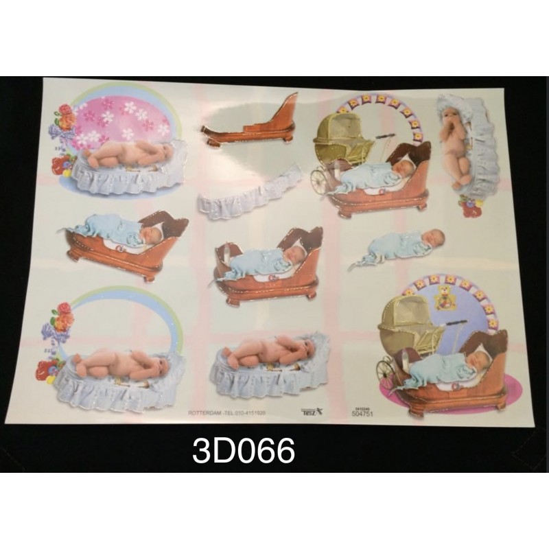 3D Embossed / Gilded Decoupage sheet - Baby Boy