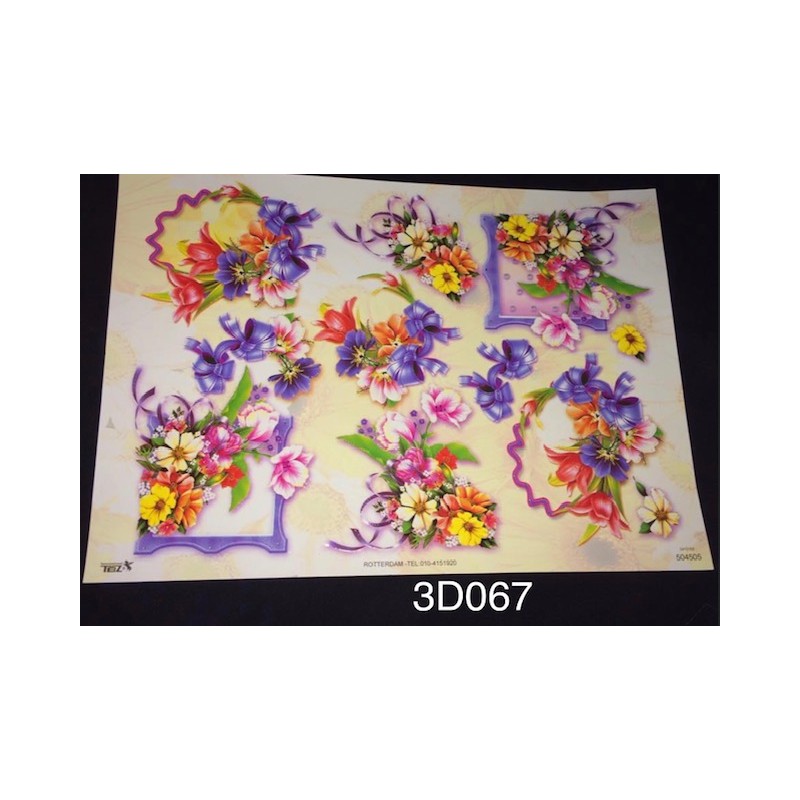 3D Embossed / Gilded Decoupage sheet - Flower Displays