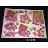 3D Embossed / Gilded Decoupage sheet - Pink Lilac & Cream Flowers