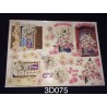 3D Embossed / Gilded Decoupage sheet - White Pink Cream Flowers Arrangement