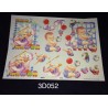 3D Embossed / Gilded Decoupage sheet - Baby, Baby Bottles & Baby Toys