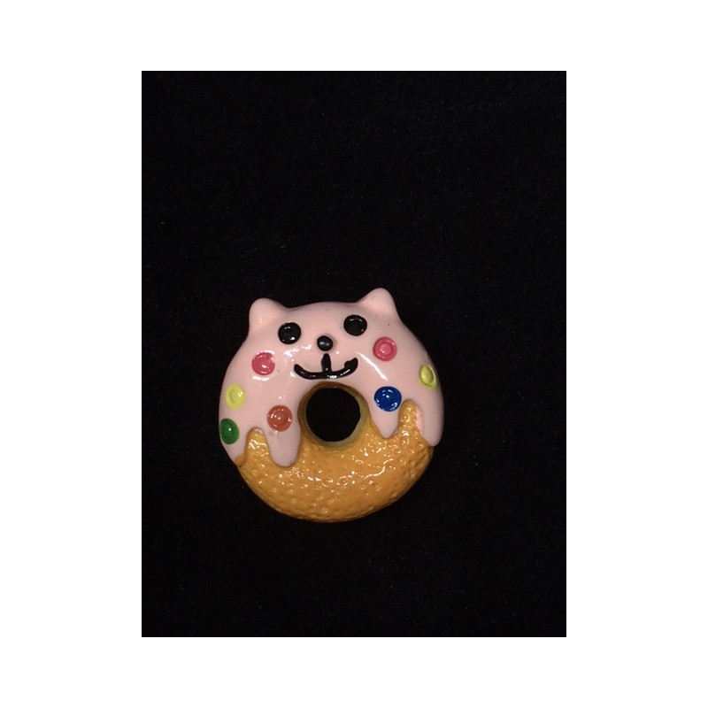 Pink Kawaii Cat Doughnut Flatback Cabochon